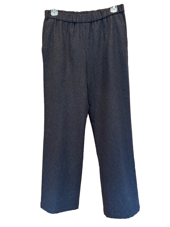 Eileen Fisher Pants - Eileen Fisher 100% Wool Charcoal Grey Elastic Waist Pull-On Wide Leg Pants Small